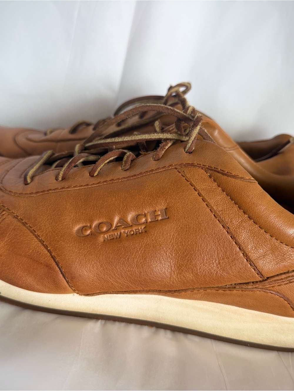 COACH RaeAnn Cognac Leather Women’s Sneakers Size 8.5b
